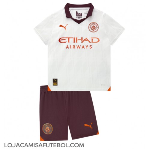 Camisa de Futebol Manchester City Equipamento Secundário Infantil 2023-24 Manga Curta (+ Calças curtas)